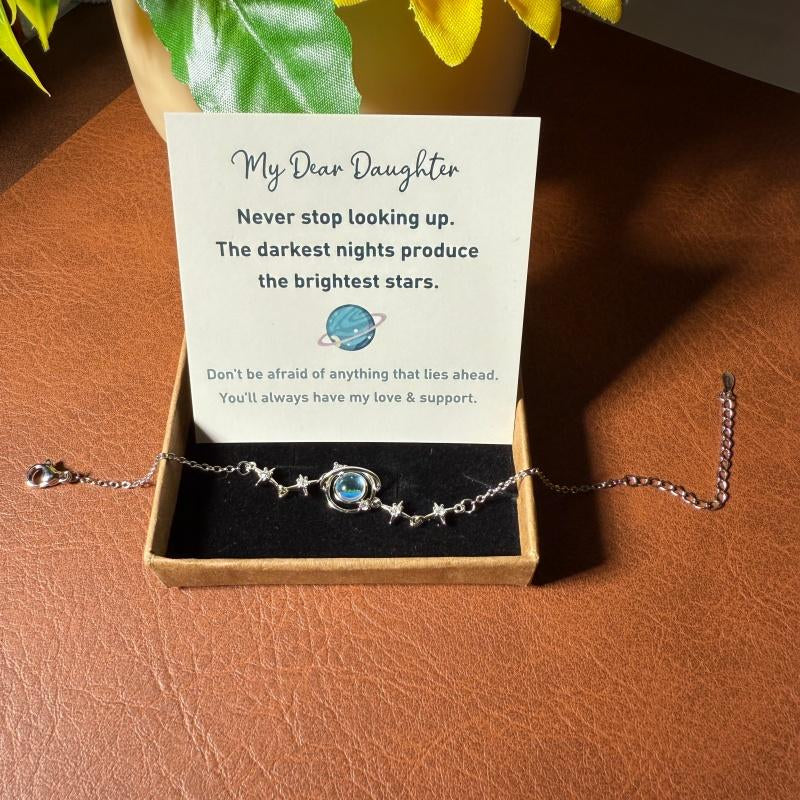 Celestial Charm: Exquisite Starry Sky Planet Bracelet for Girls - Perfect Gift with High-Quality Copper Pendant and 925 Sterling Silver Chain