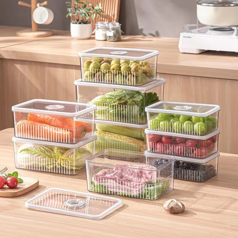 Maximize Your Kitchen Space with Our Transparent Fridge Organizer Baskets - Perfect for Fresh Fruits and Vegetables!