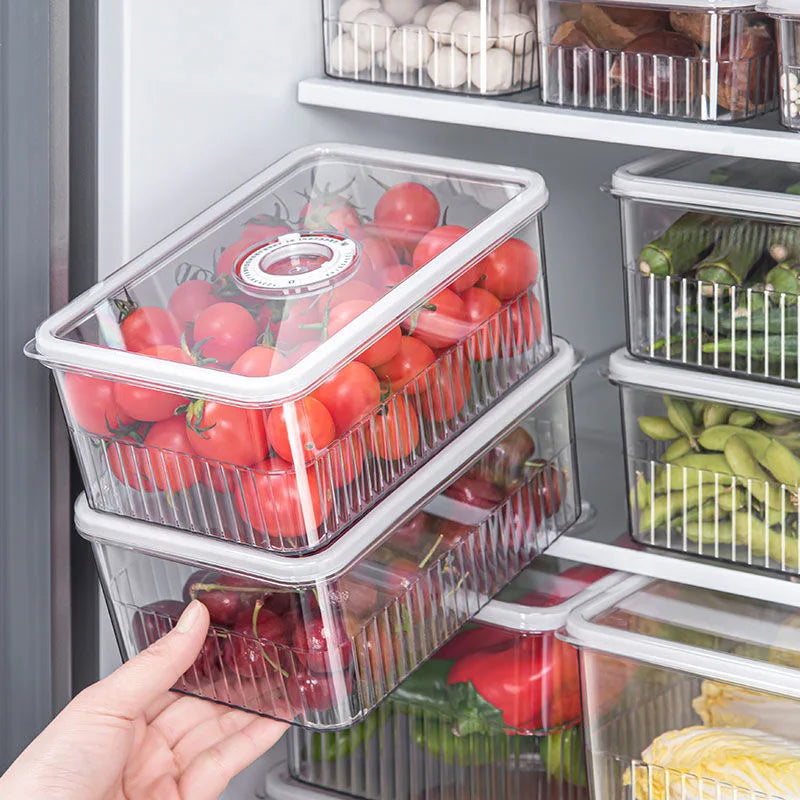 Maximize Your Kitchen Space with Our Transparent Fridge Organizer Baskets - Perfect for Fresh Fruits and Vegetables!