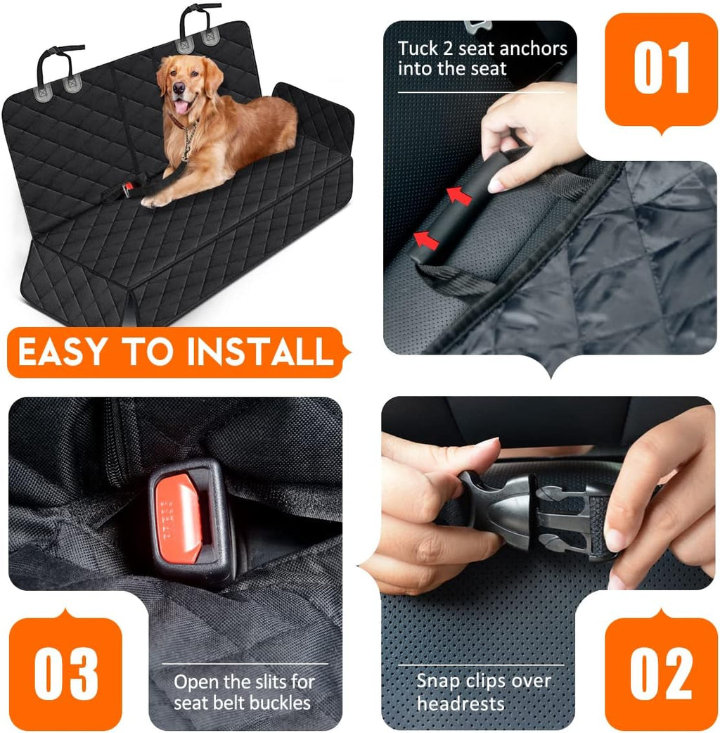 Ultimate Waterproof Dog Car Seat Cover - Non-Slip Back Seat Protector for Pets and Kids - Fits Most Cars, Trucks, and SUVs - Black