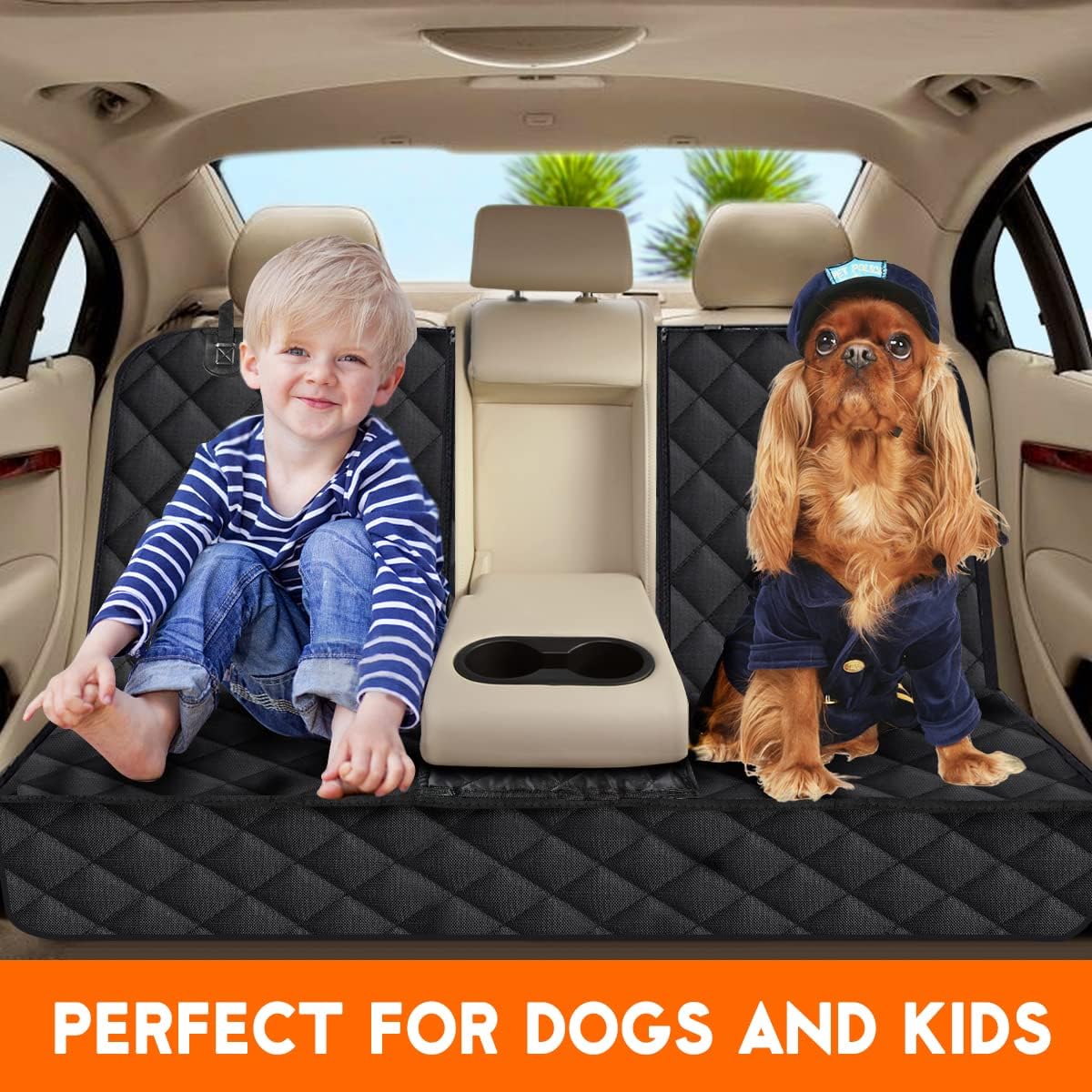 Ultimate Waterproof Dog Car Seat Cover - Non-Slip Back Seat Protector for Pets and Kids - Fits Most Cars, Trucks, and SUVs - Black