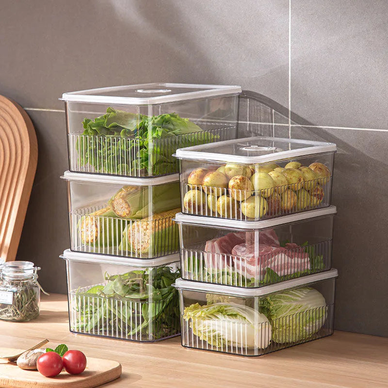 Maximize Your Kitchen Space with Our Transparent Fridge Organizer Baskets - Perfect for Fresh Fruits and Vegetables!